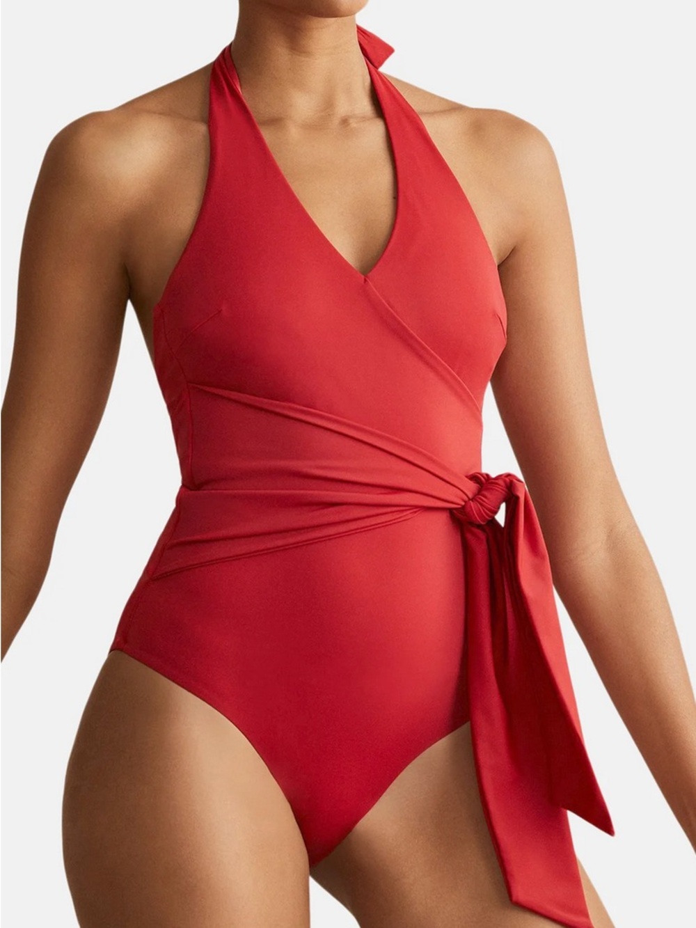 Onia Red Halter One Piece Swimsuit Wrap Tie Waist Sexy Backless Size S Like New